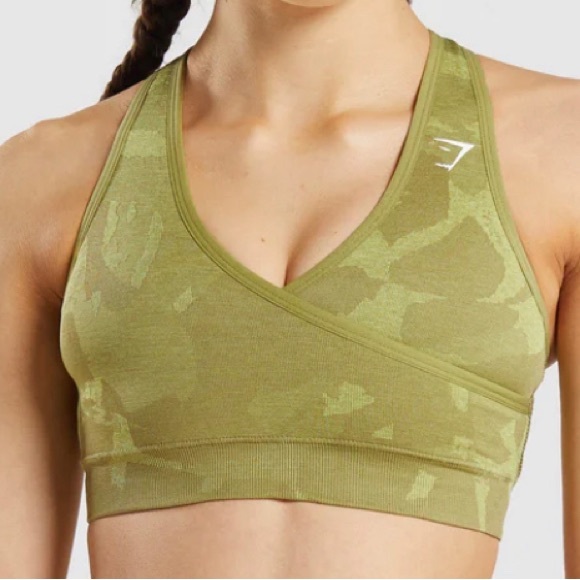 Gymshark Adapt Camo Seamless Sports Bra Griffin Green Medium Support M - Picture 2 of 11